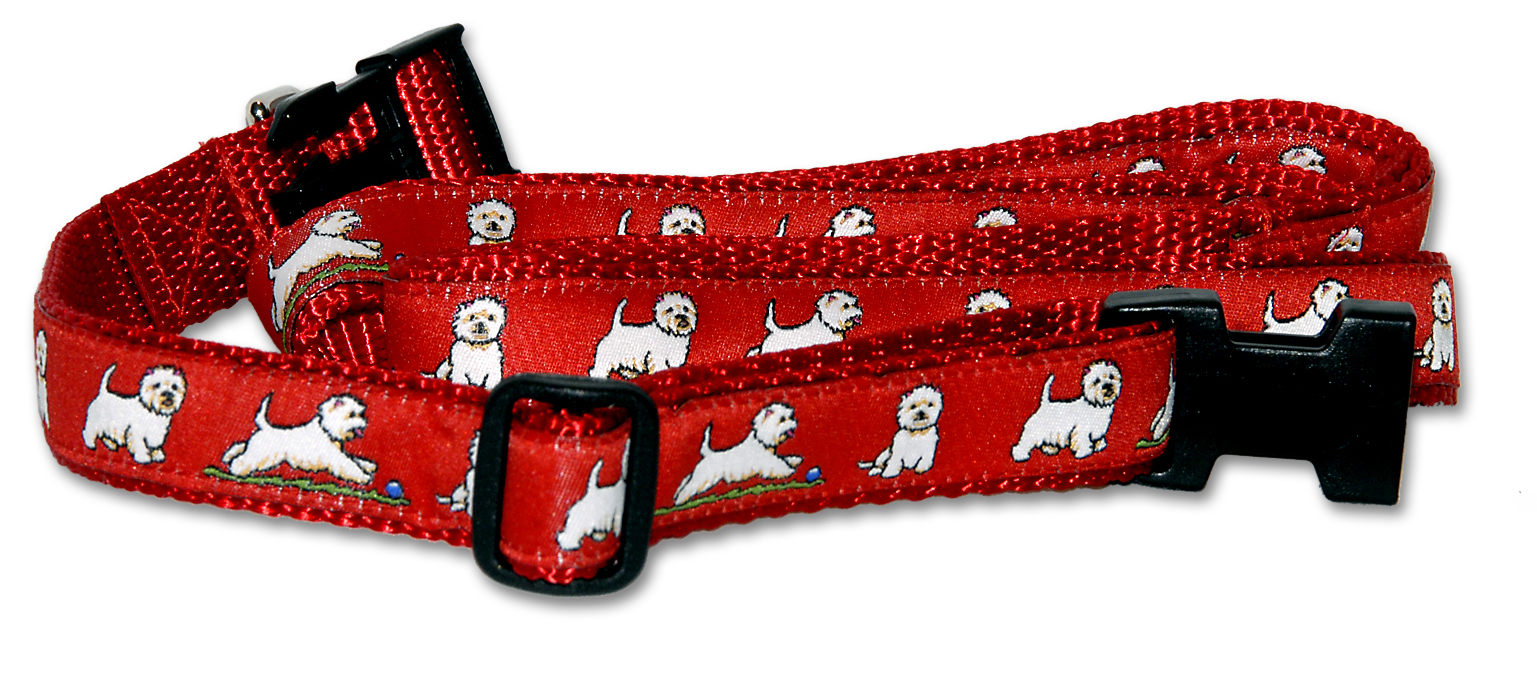 Dog Ink Collars Westie Playful Red
